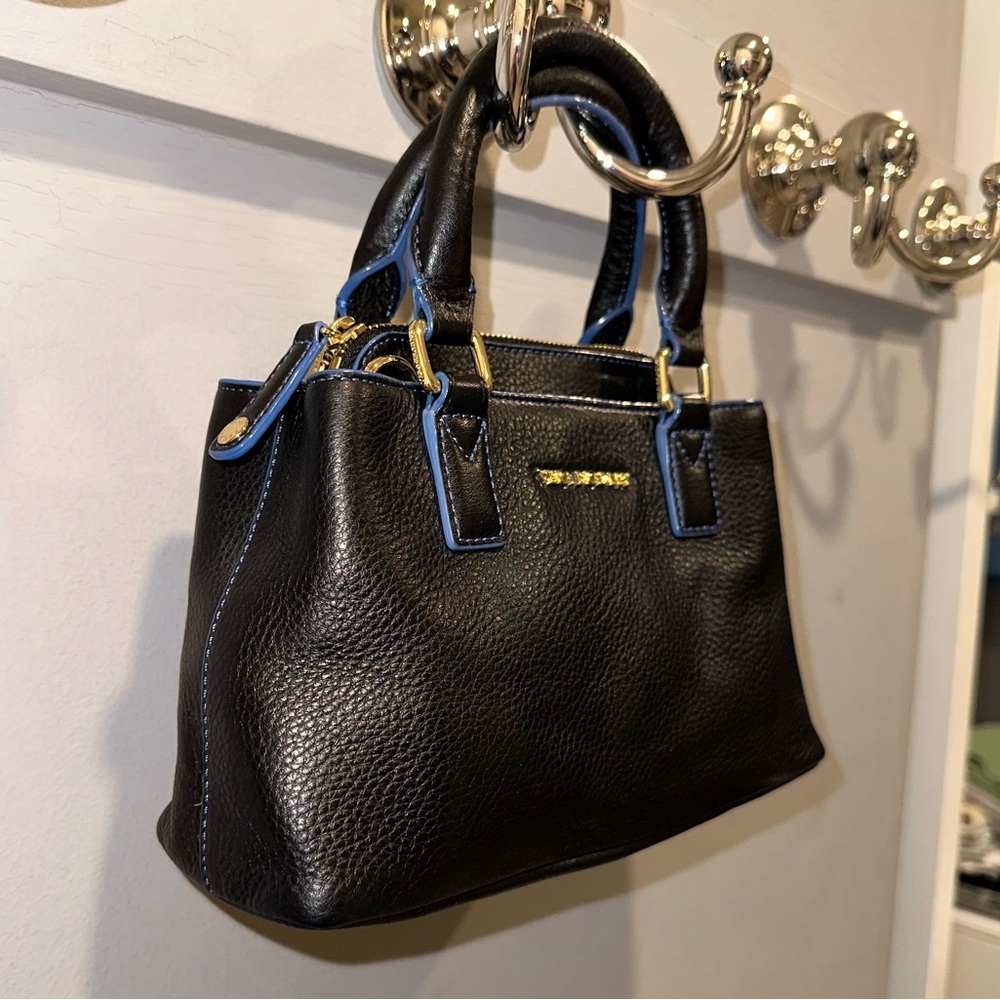 Vera Bradley Black Leather Emma Mini Satchel Handbag